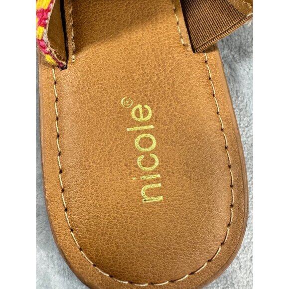 Nicole Women 7.5 M Dragon Faux Leather Slides Slip On Multi Color Toe Wrap - Picture 11 of 15